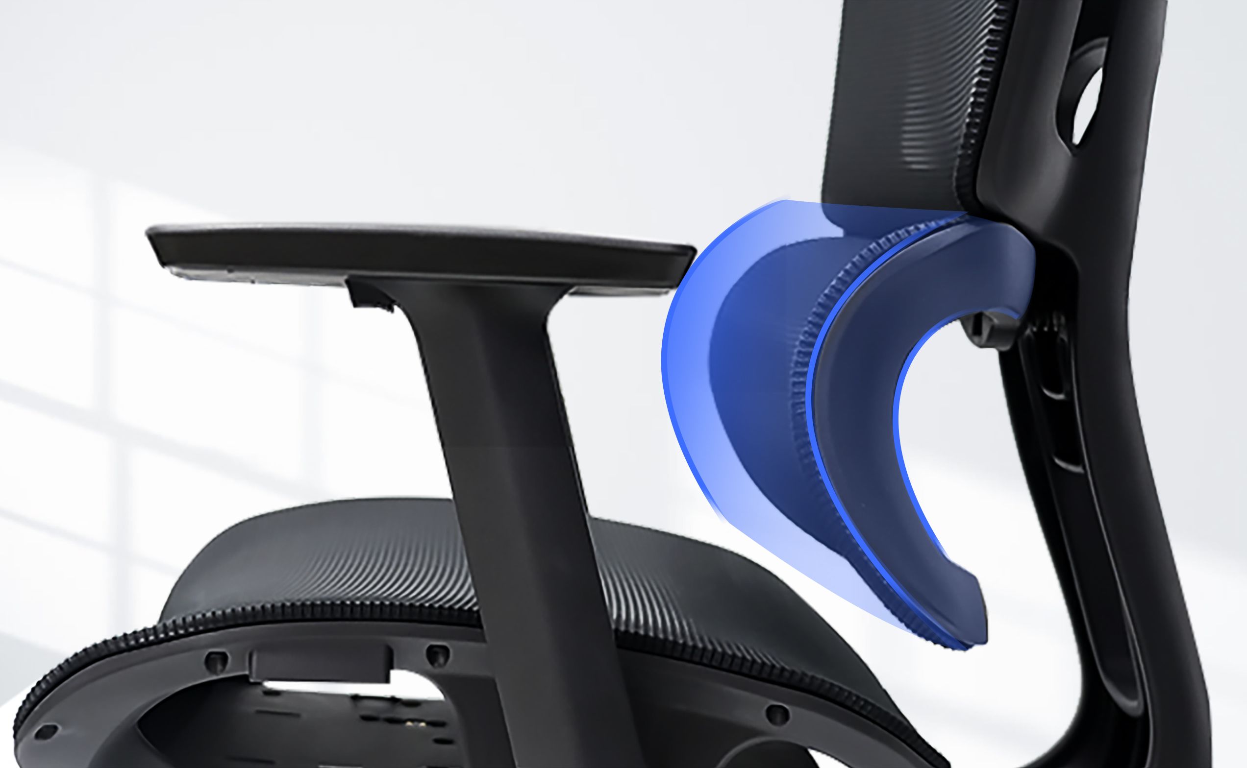 An ergonomic chair with a back saver