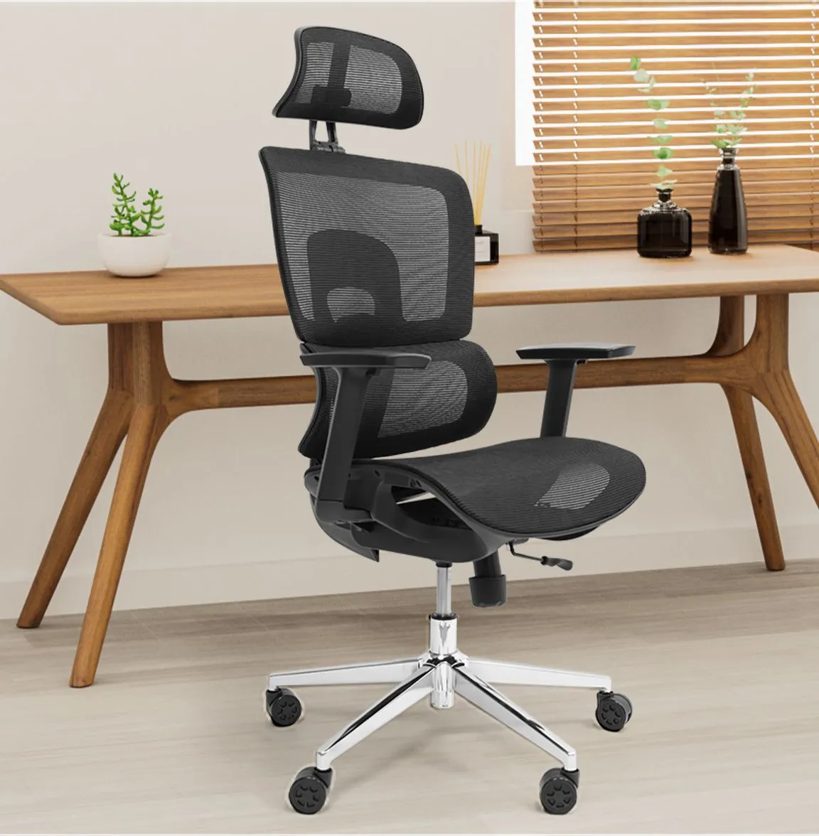 NearHub Ergo EC20 ergonomic desk chair with neck support in home office