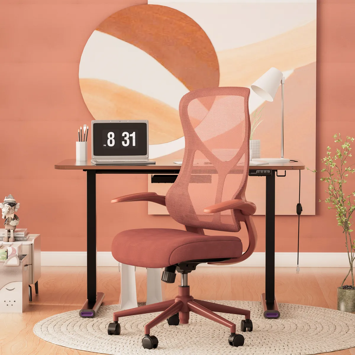 A red desk chair for small desk