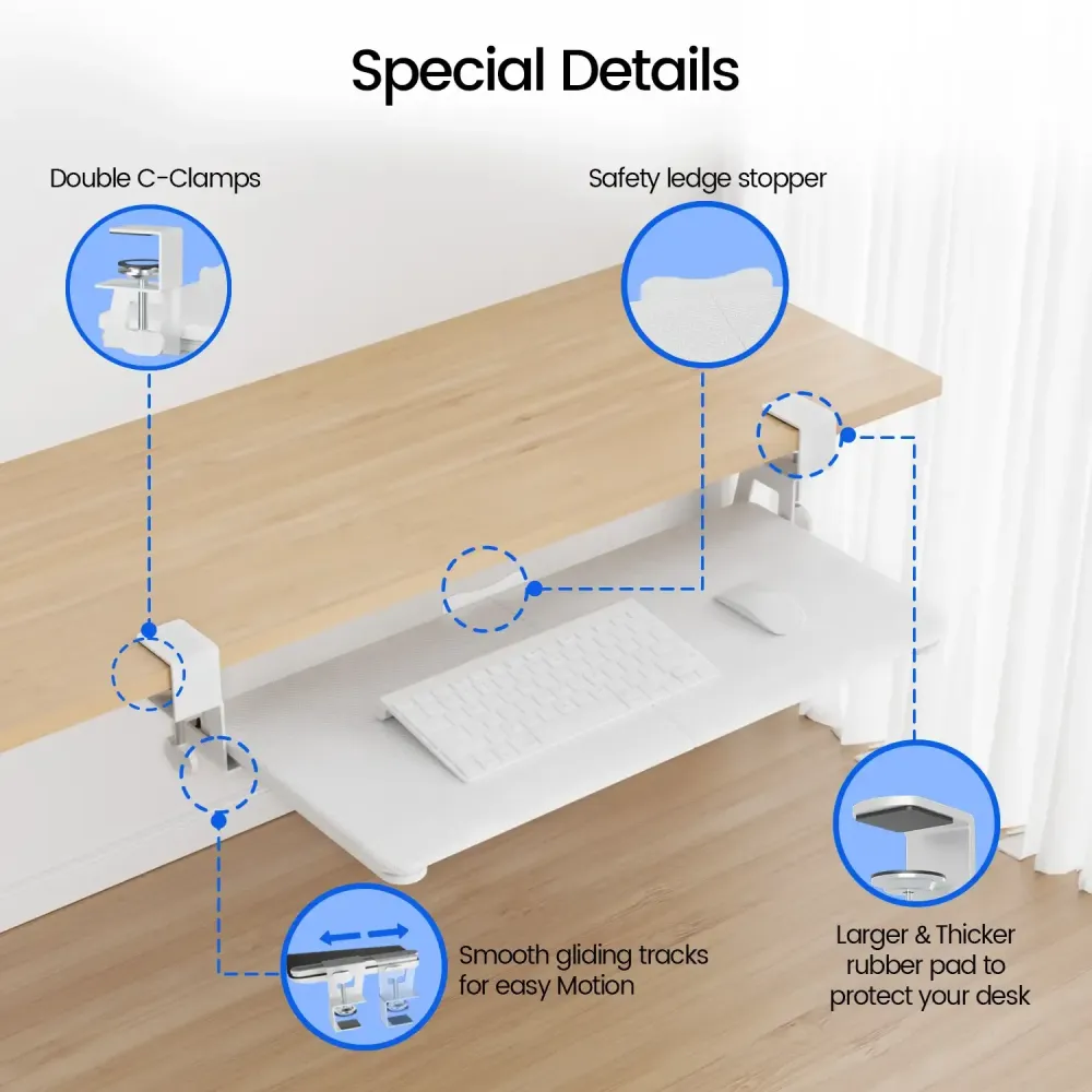 Special details of keyboard drawer