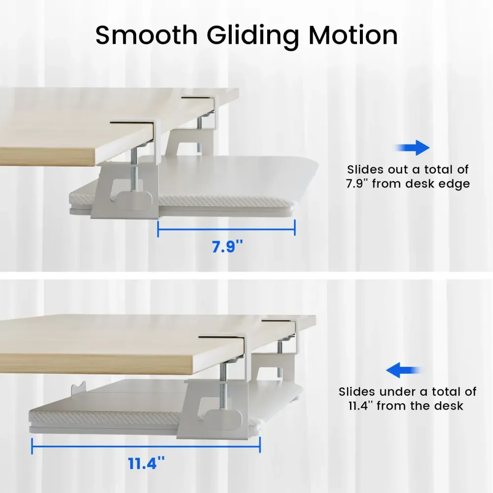 Smooth under desk keyboard tray