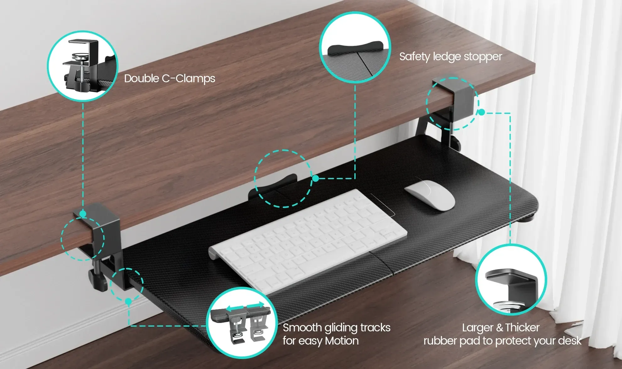 Ergonomic keyboard tray for under desk