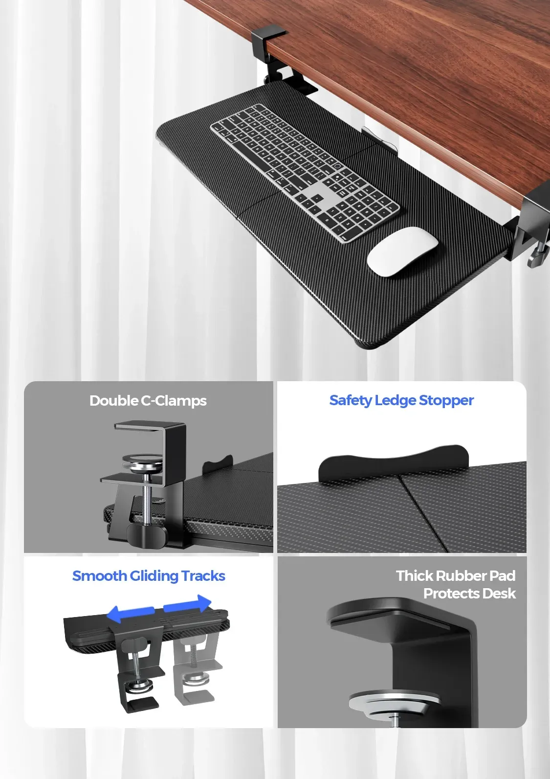 NearHub Ergonomic Clip-on Keyboard Tray for Better Comfort