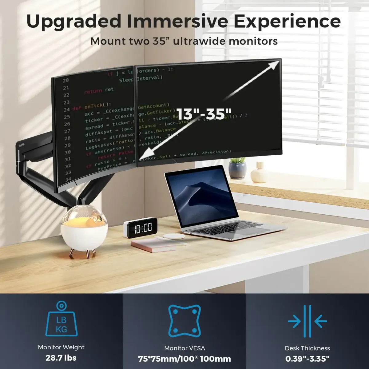 NearHub MA40 double monitor desk stand