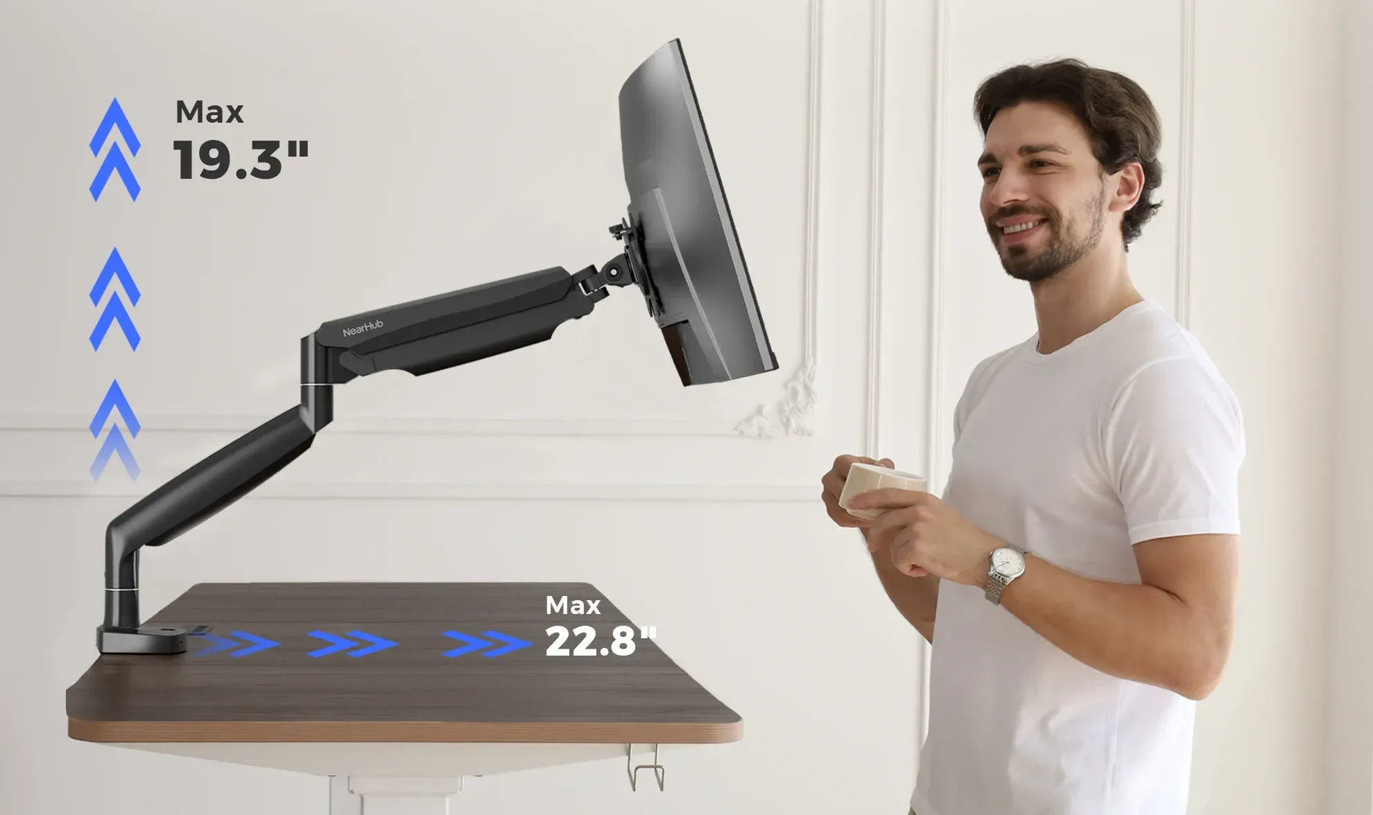 NearHub MA30 single computer monitor stand tall & powerful 