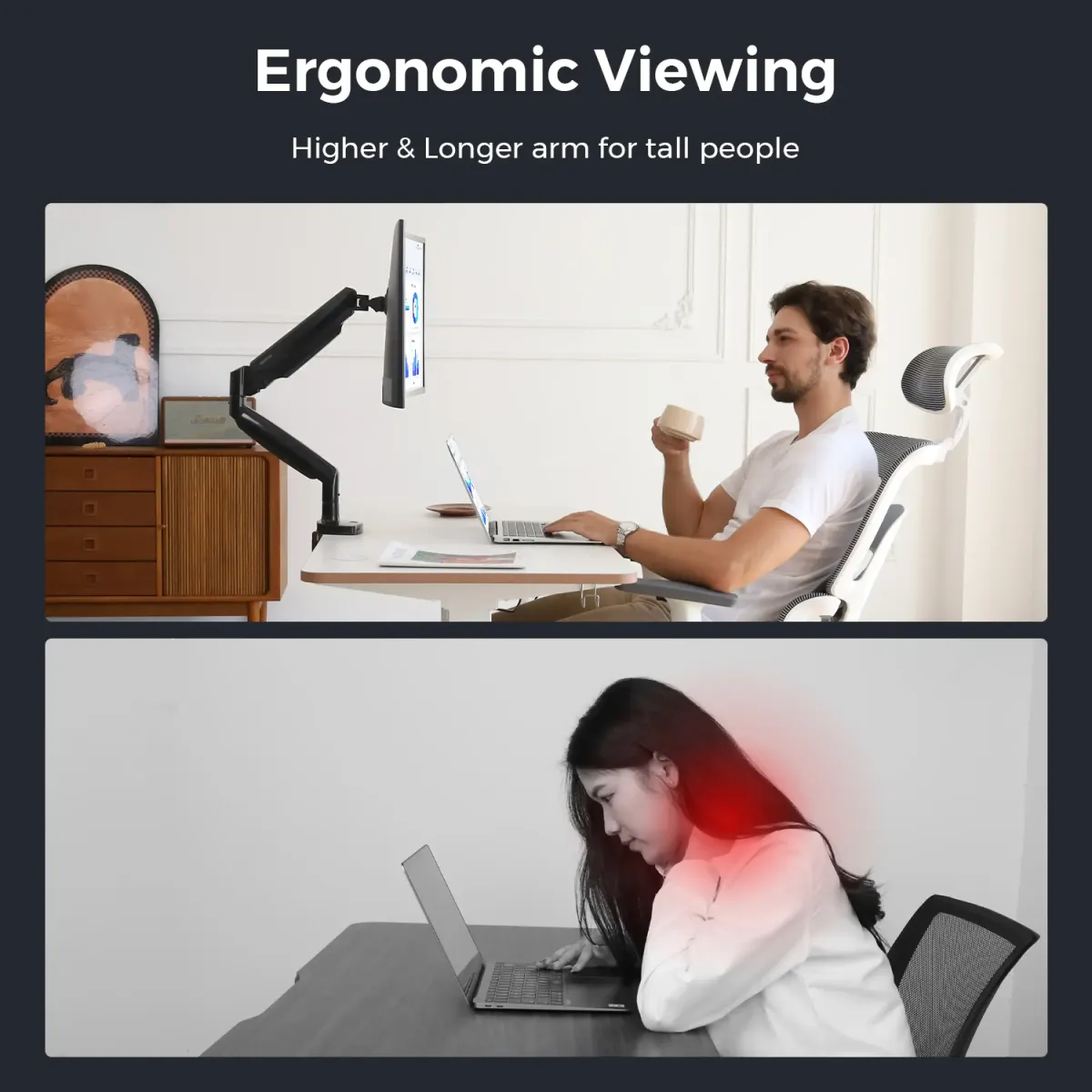 Ergonomic dual screen desk mount