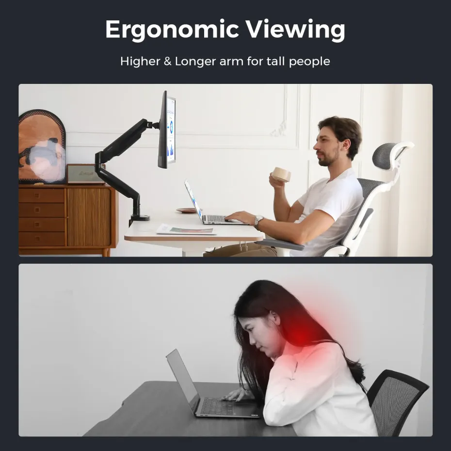 Ergonomic dual screen desk mount