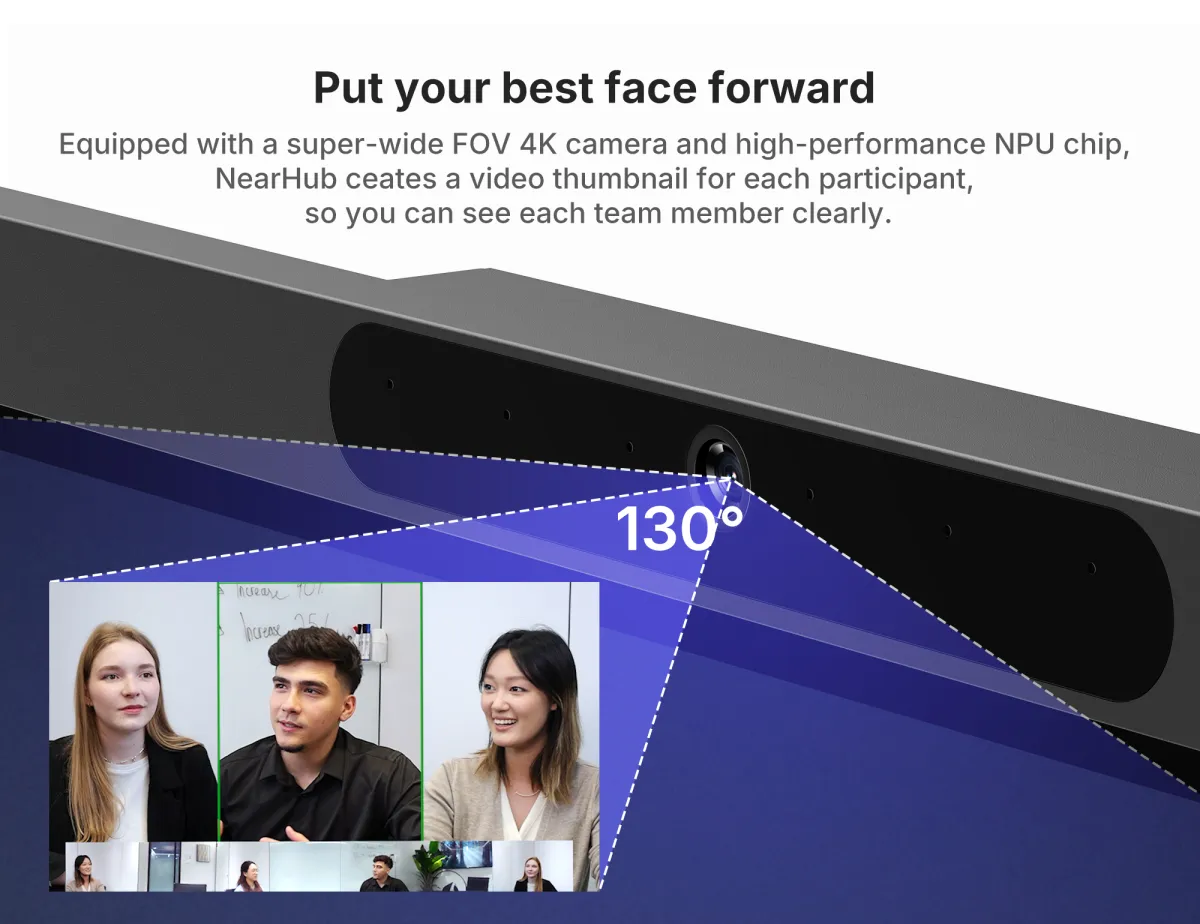 Nearhub Board S Max with wide angle 4k UHD Camera and AI Gallery View for immersive meeting