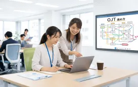 職場でOJTを実施している様子