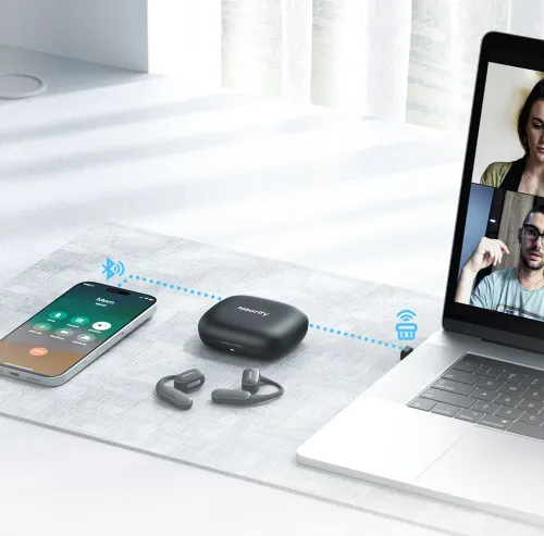Bluetooth耳掛けワイヤレスイヤホン,ドングル付き低遅延ワイヤレス