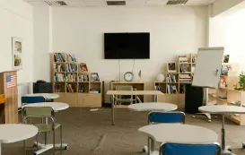 a classroom with class clock