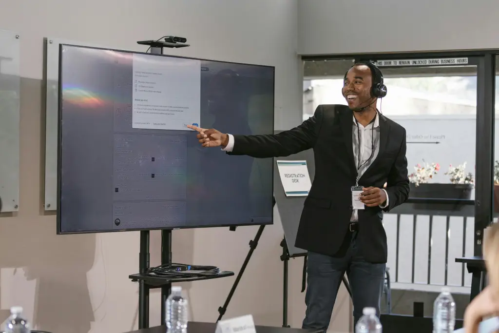 Teacher using one of the best whiteboards for classroom 
