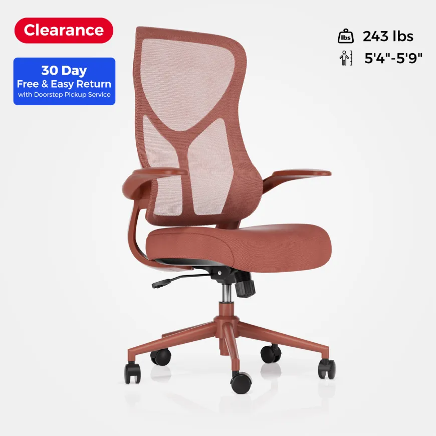A red adjustable small ergonomic office chair