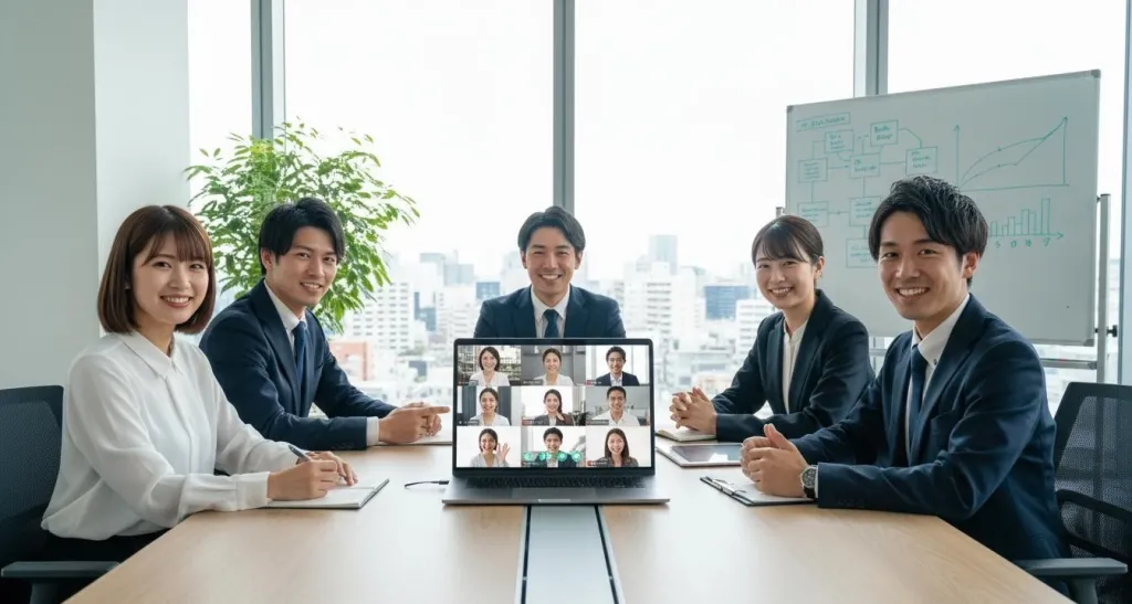 効果的なビデオ会議を行うビジネスチーム