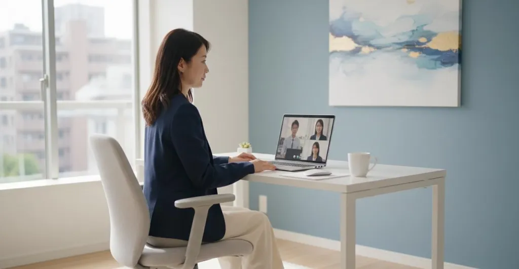 テレワークで在宅勤務する様子