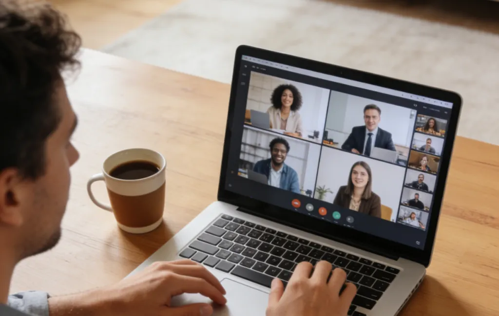 a man works from home