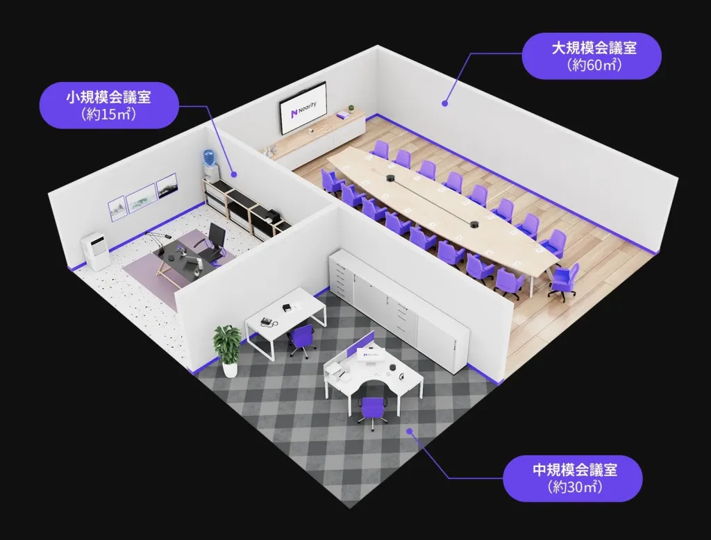 会議室の規模に応じて拡張できる会議用マイクのイメージ