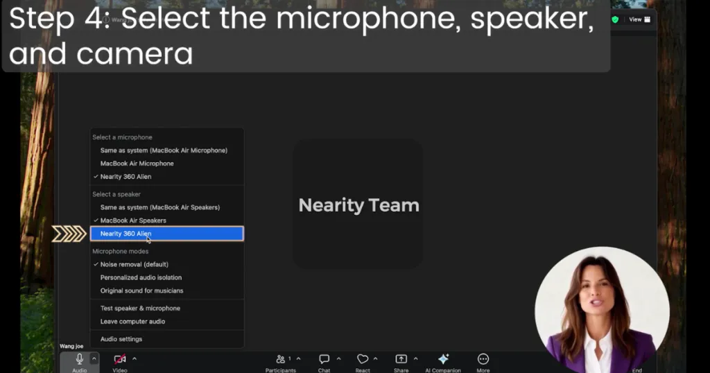 select Nearity 360 Alien as your speaker