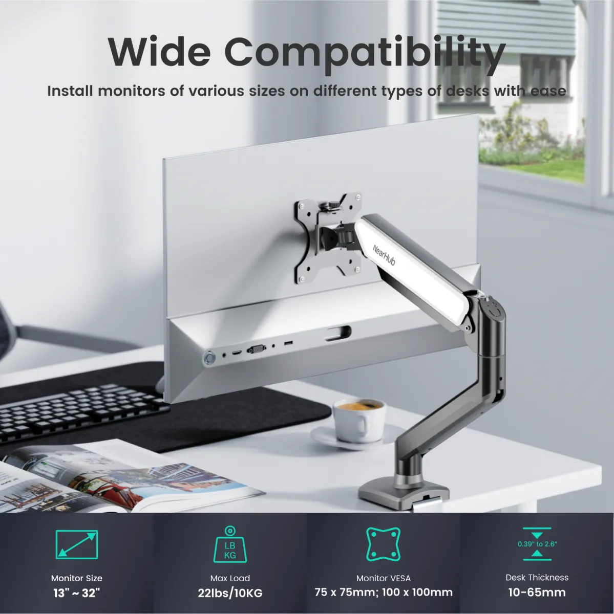 A dual display mount that has wide compatibility