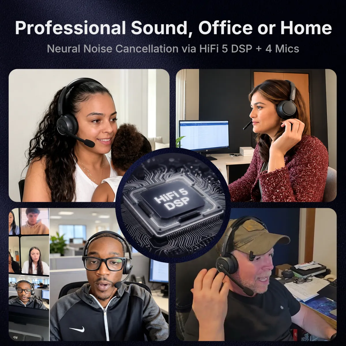 single ear headphone with mic hifi 5 dsp