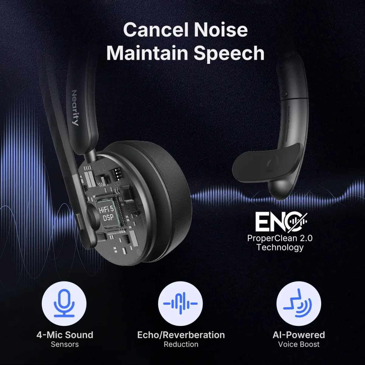 single ear headphone with mic noise cancellation