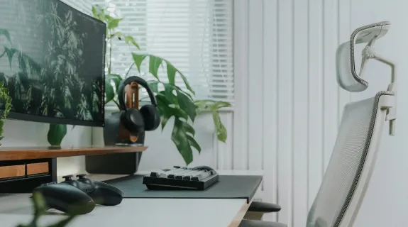 White Desk chair with locking wheels
