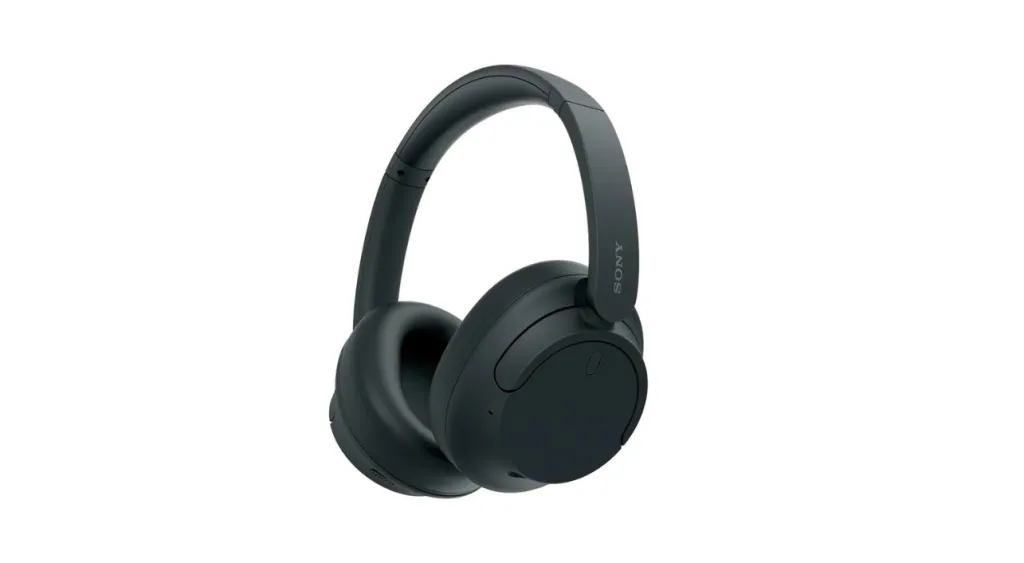 Sony WH-CH720N wireless noise cancelling over-ear headphones in black side view on white background