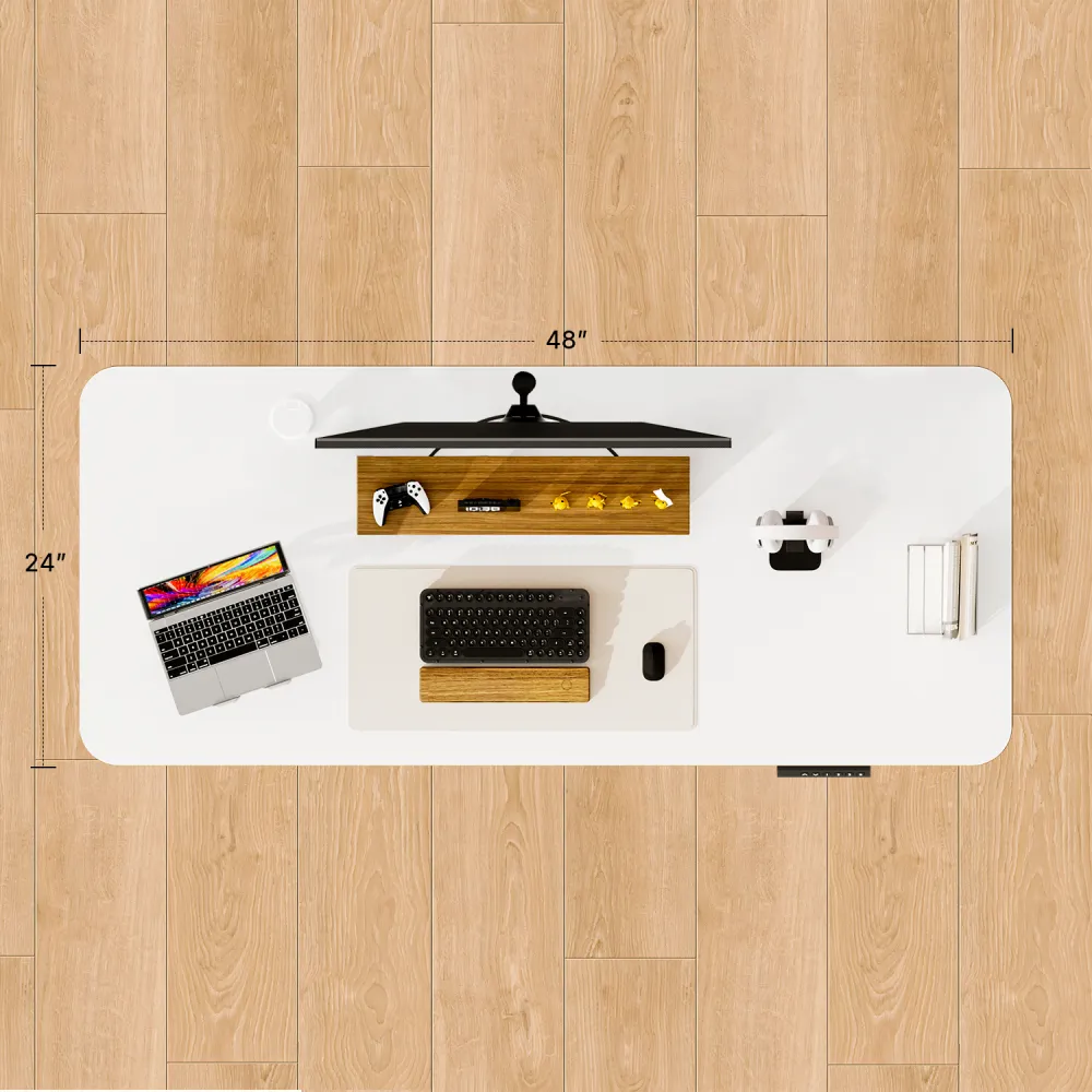 Overhead view of the adjustable computer desk