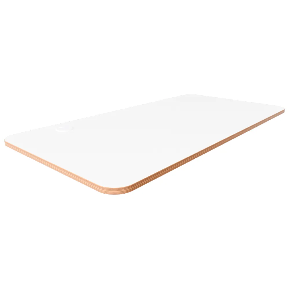 White top of adjustable computer desk