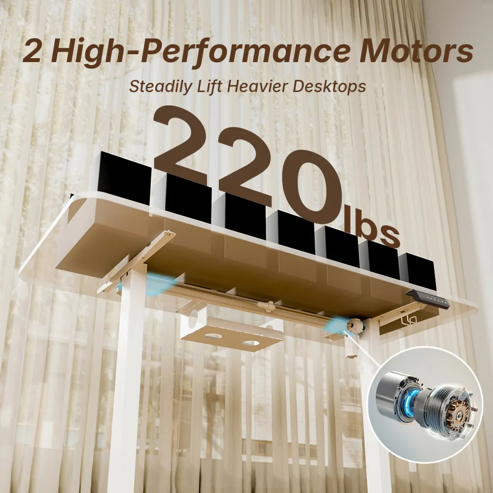 Two high performance motors of the computer desk motorized