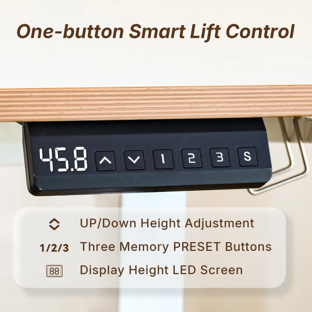 One-button smart lift control of the standing computer stands