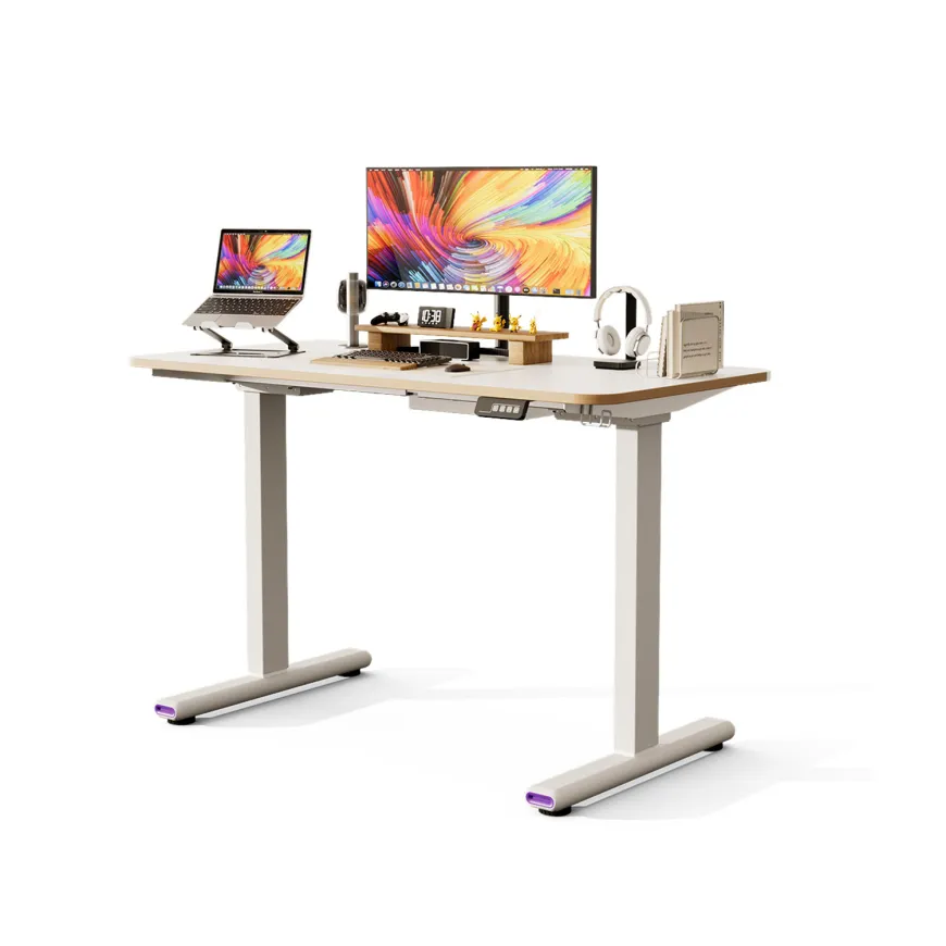 White adjustable height computer desks