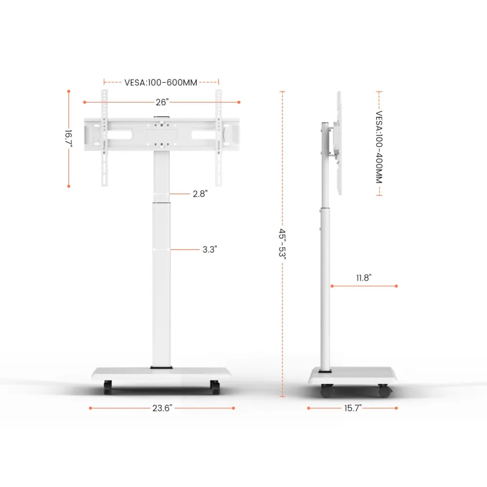 White tv cart stand