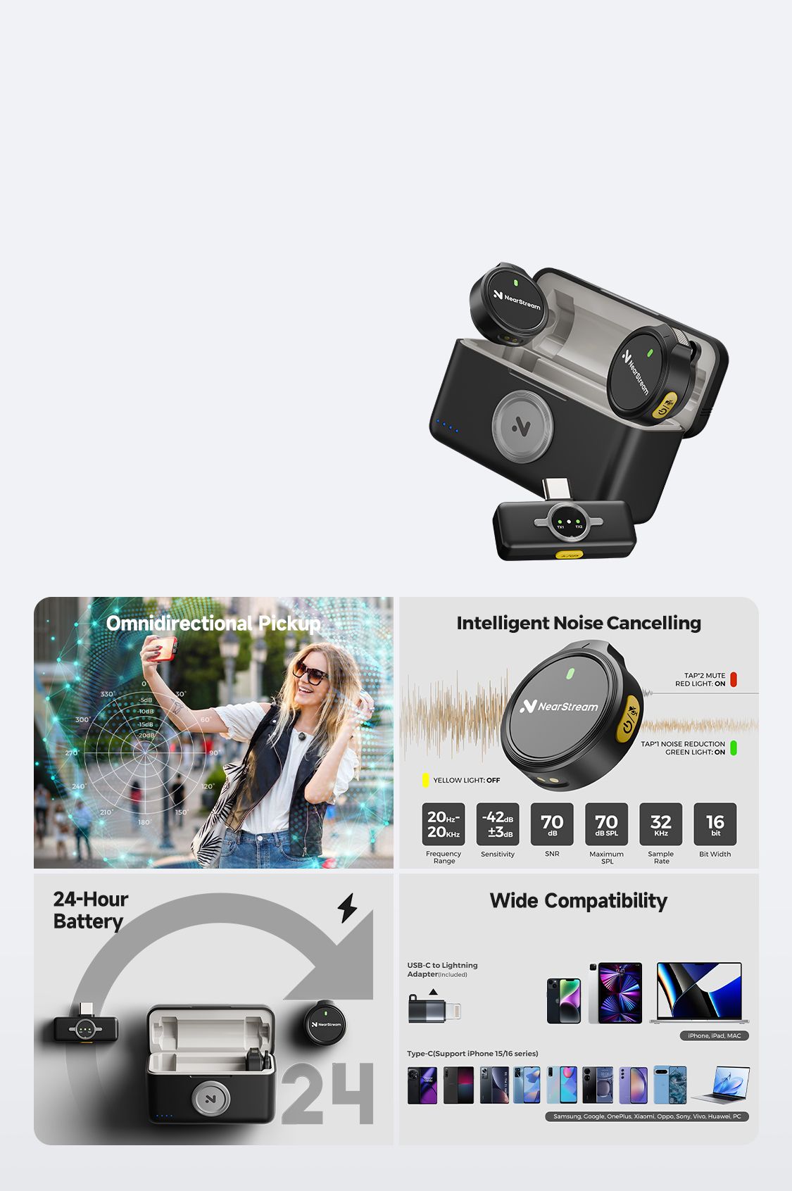 NearStream AWM25T - All-In-One Lavalier Wireless Mic for