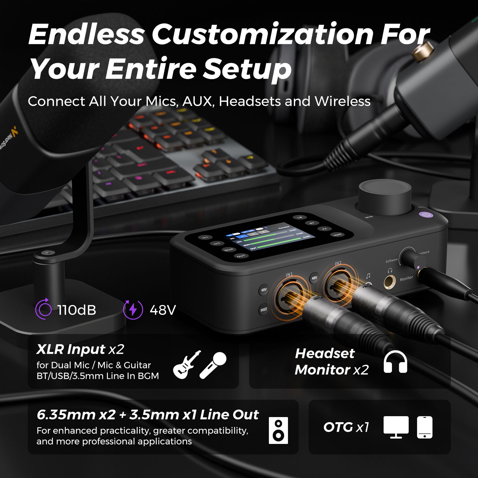 NearStream AMIX40U - Portable Audio Mixer for Podcasters