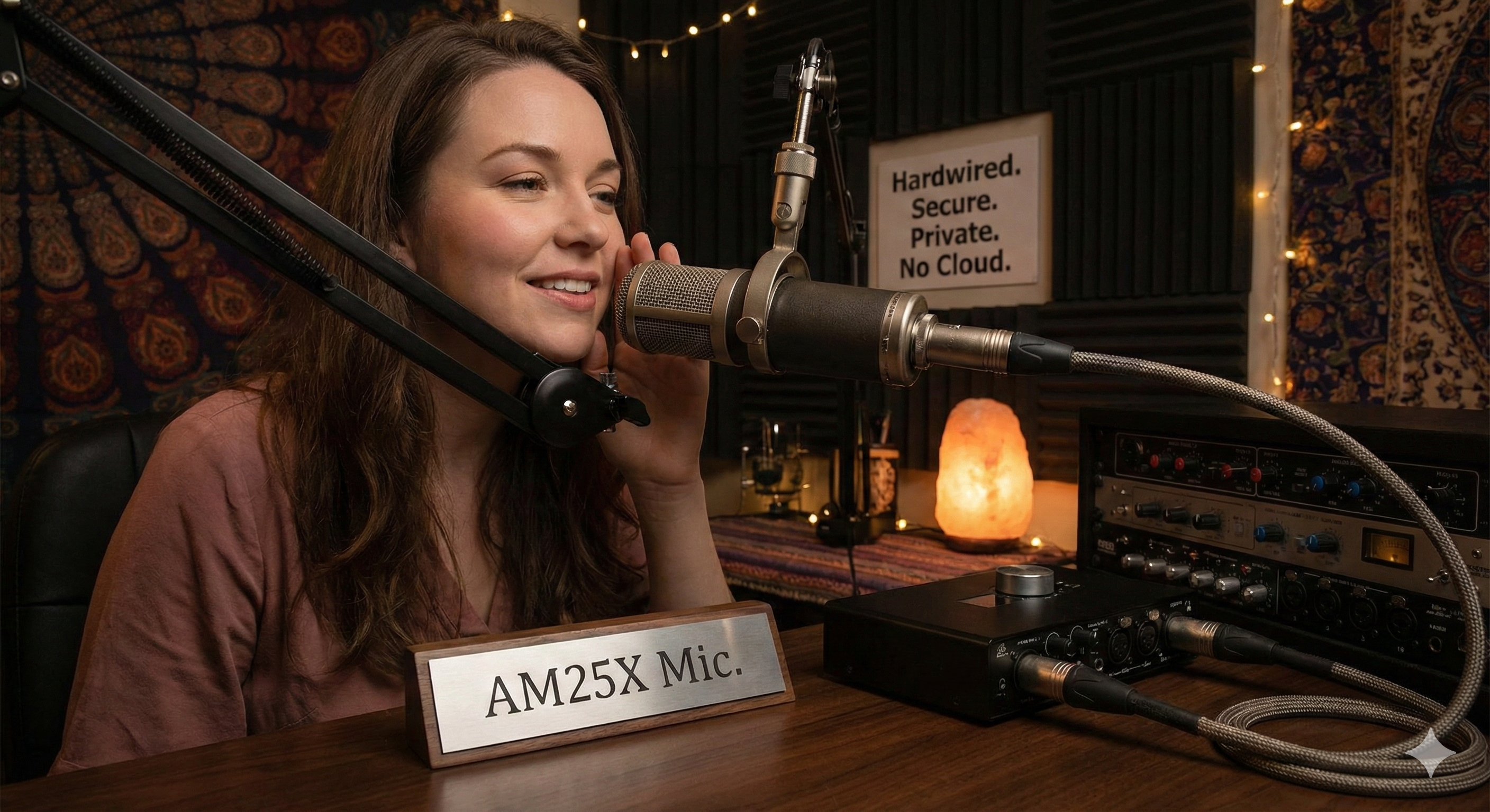 Professional audio mixer and XLR microphone setup