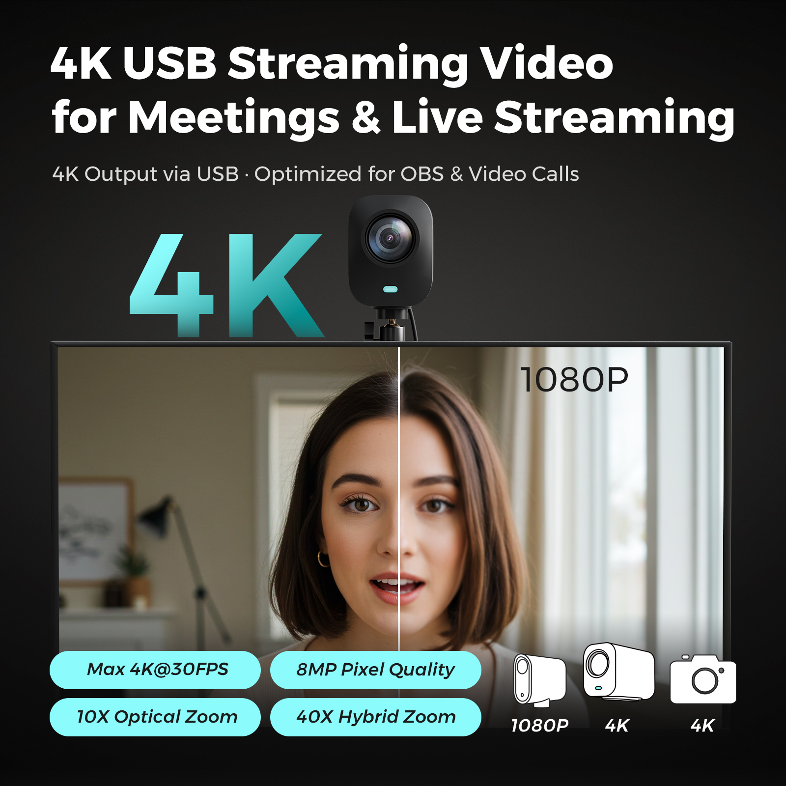 NearStream VM20 4K wired streaming camera setup for Kick