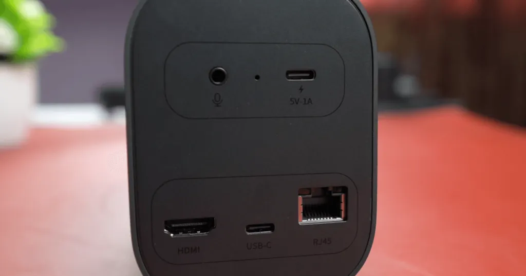 NearStream camera supports wired connection options: HDMI, USB, and RJ45