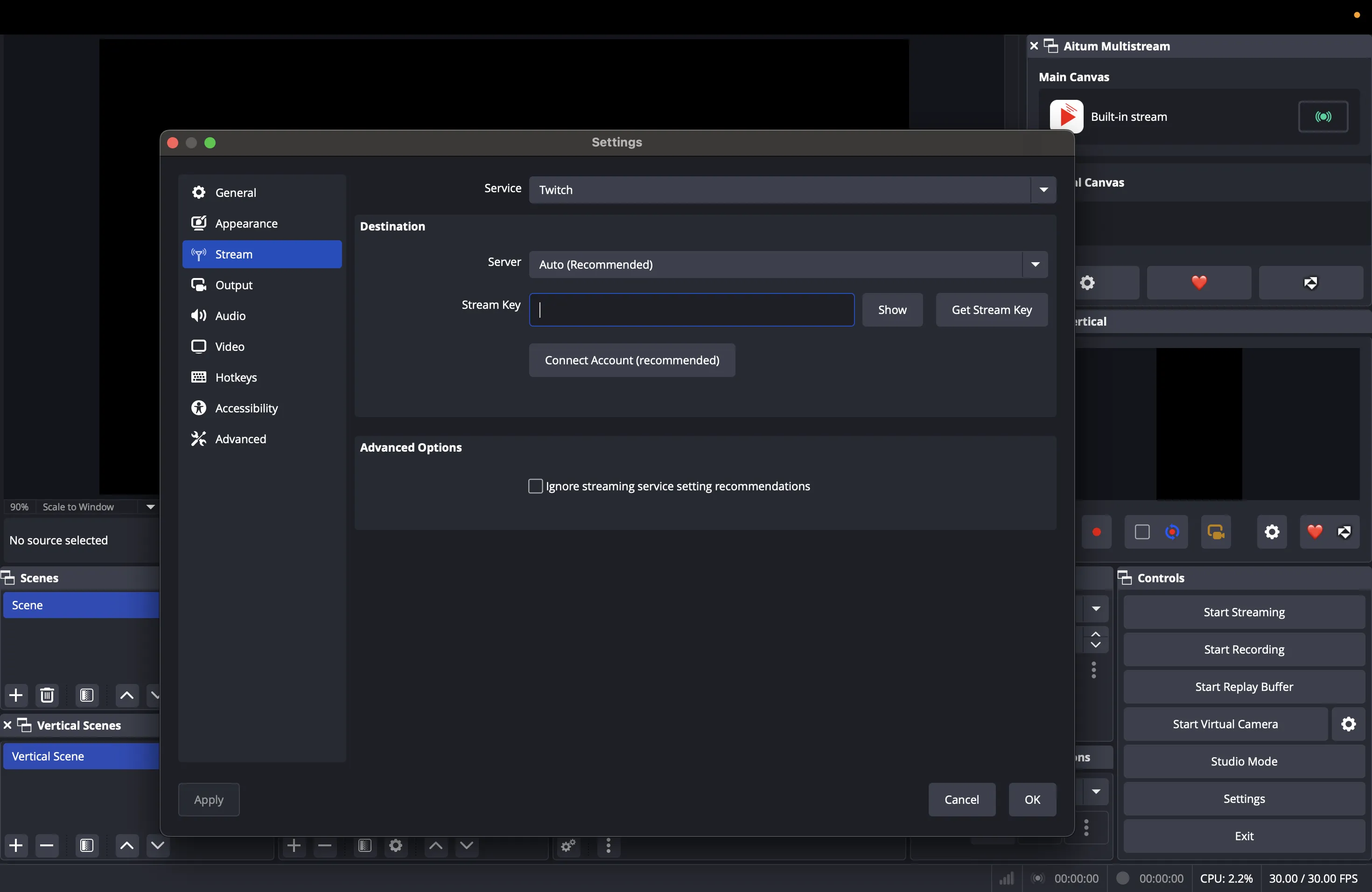 Aitum multistream setup