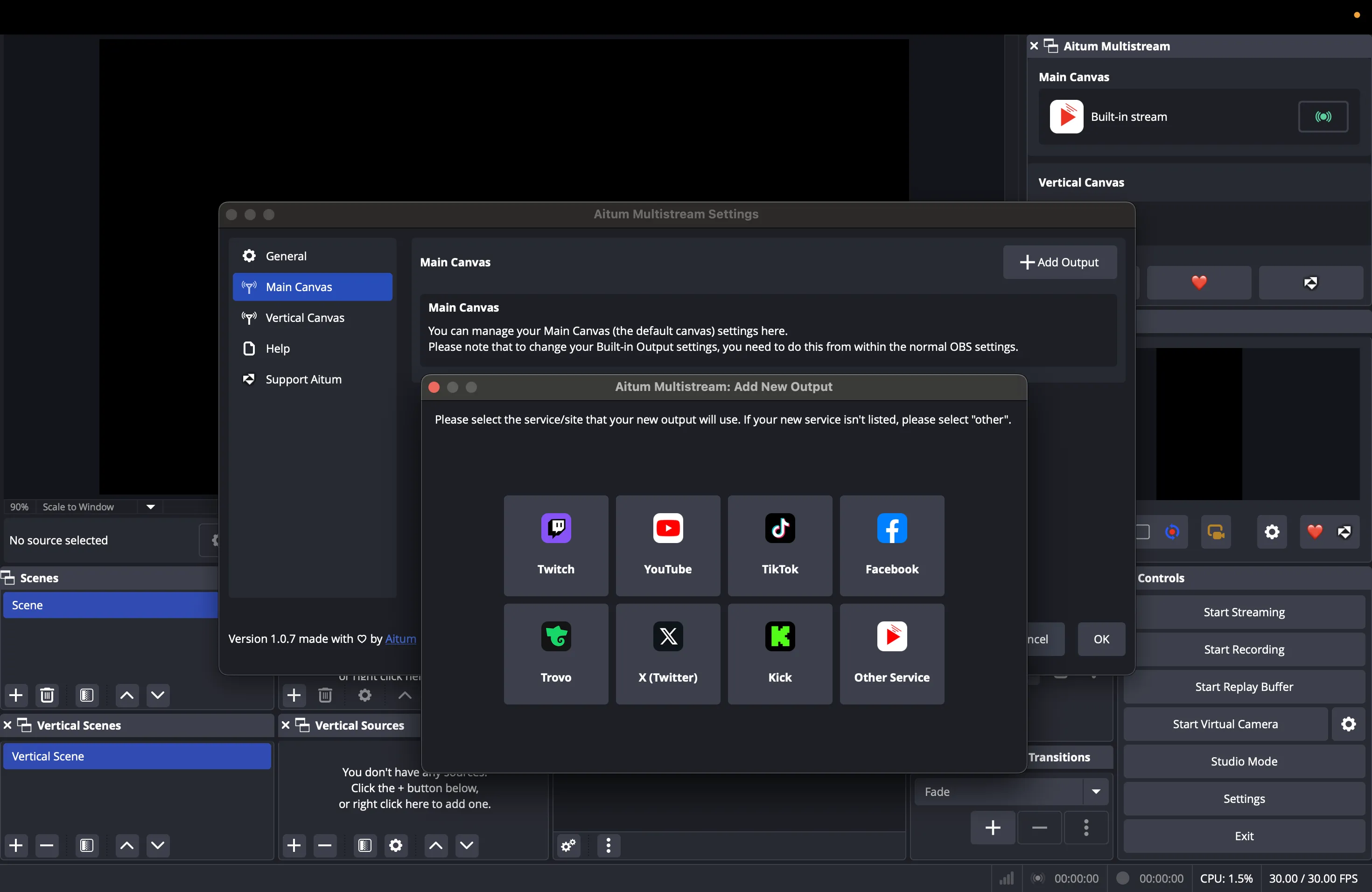 Aitum multistream setup