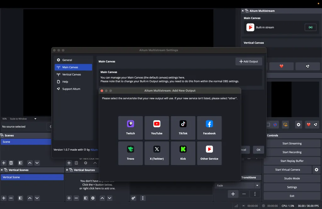 Aitum multistream setup