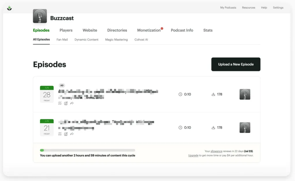 buzzsprout hosting