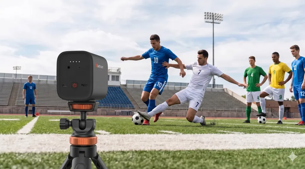 Figure 1: Cover illustration showing a multi-camera sports videography setup in action