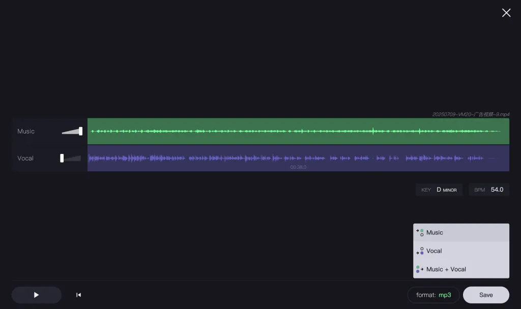 remove background music from video