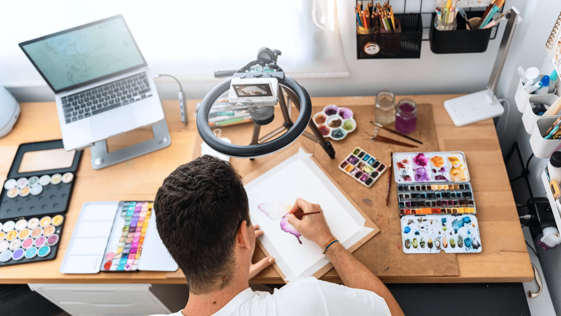 Top-down camera setup for art stream