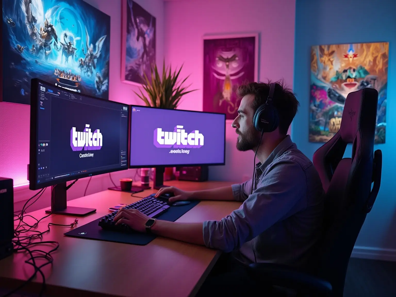 Gamer using a Twitch stream audio mixer