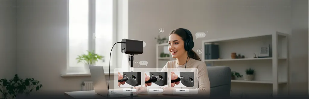 VM20 4k streaming camera's connections