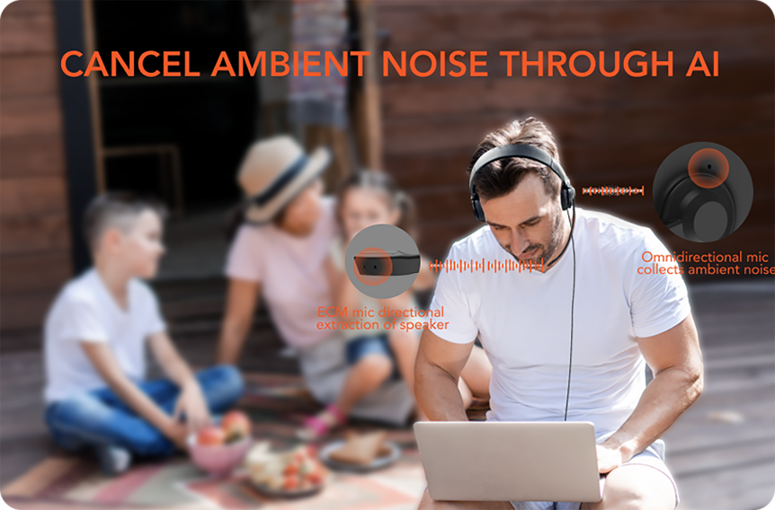 NUROUM HP20 Dual Mic Noise Cancellation, AI 