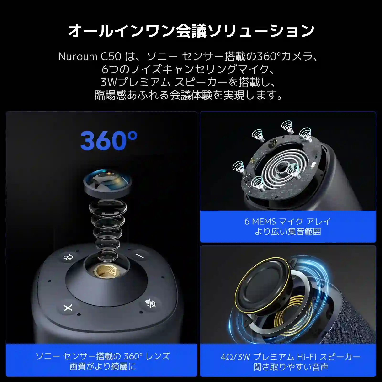 【360度WEBカメラ】オンラインミーティングに最適な没入感とプロ音質を提供