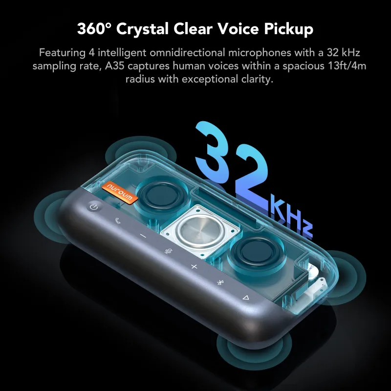 A35 Audio Quality Max Professional Bluetooth Speakerphone for Crystal-Clear Communication